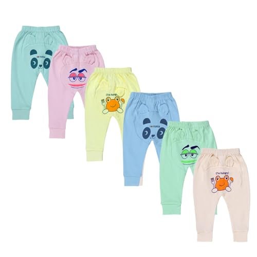 Superminis Printed Cotton Pyjama Pants for Baby Boys and Baby Girls | Pack of 6 (Multicolor Designs) (9-12 Months) - Image 1