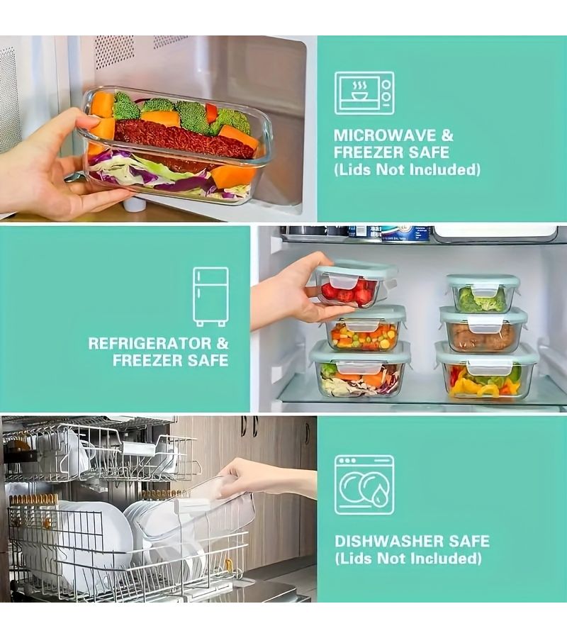 2Pcs 21.6 Oz Glass Food Storage Container Set With Snap On Lid For Microwave Oven And Dishwasher - Image 5