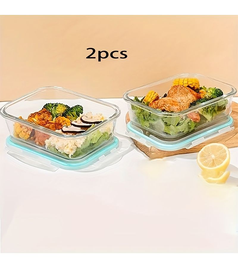 2Pcs 21.6 Oz Glass Food Storage Container Set With Snap On Lid For Microwave Oven And Dishwasher - Image 2