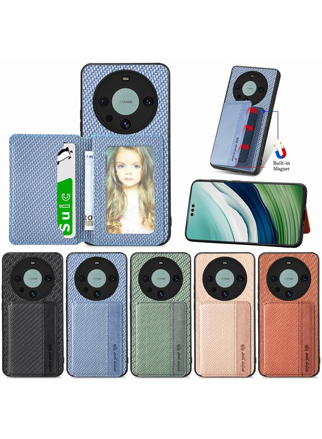 زبون جراب لهاتف Huawei Mate 60 Pro مصنوع من ألياف الكربون وحقيبة بطاقات مغناطيسية - Image 2