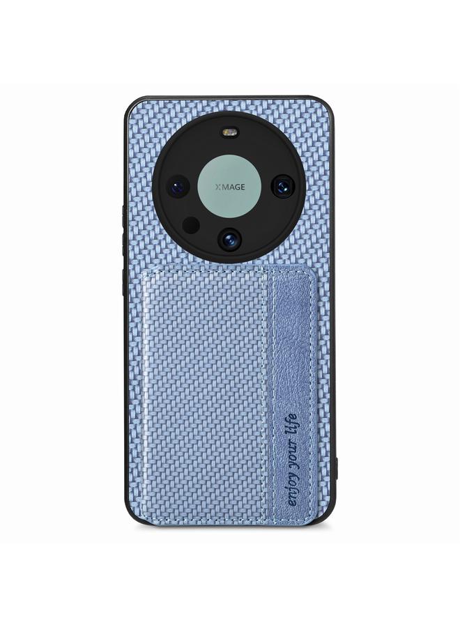 زبون جراب لهاتف Huawei Mate 60 Pro مصنوع من ألياف الكربون وحقيبة بطاقات مغناطيسية - Image 1