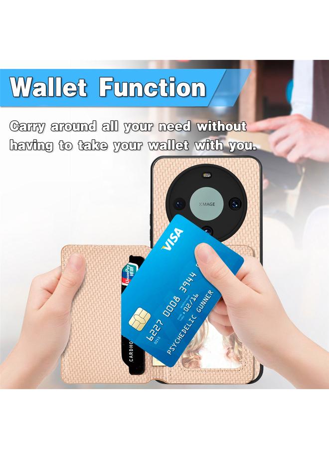 زبون جراب لهاتف Huawei Mate 60 Pro مصنوع من ألياف الكربون وحقيبة بطاقات مغناطيسية - Image 4