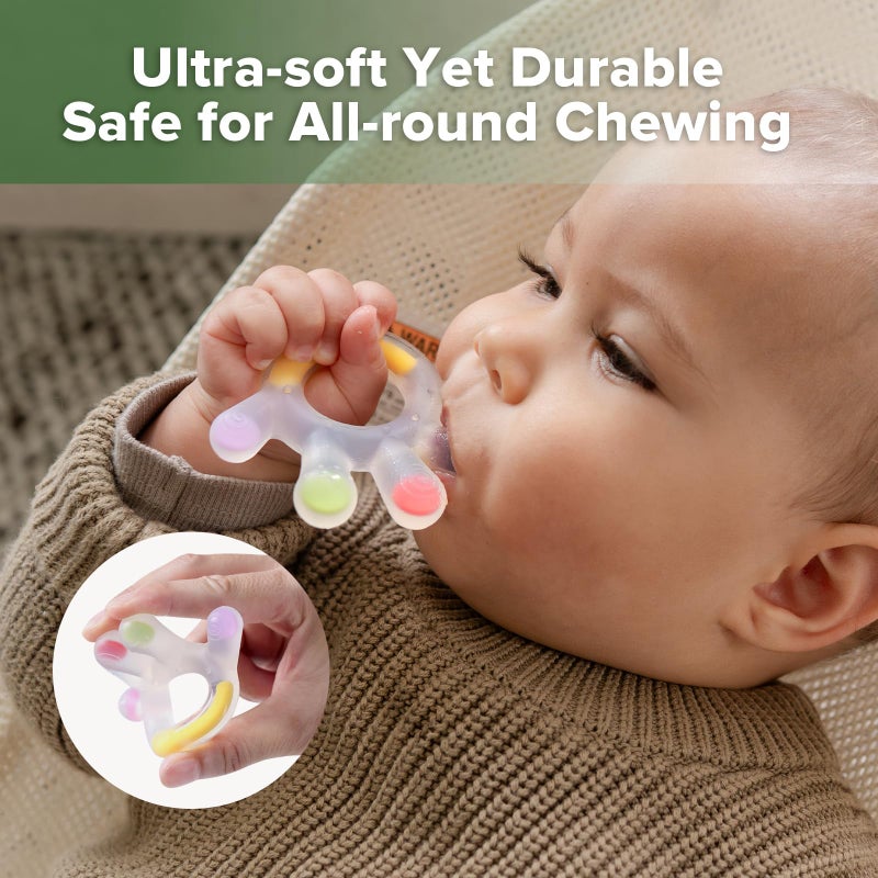 Haakaa Silicone Teether Combo - Baby Freezer Teething Toy - Soft Cold Teether - Soothe Teething Pain & Itching Gums - Perfect Size - Palm & Ferris Wheel Shape for 3M+ Babies BPA Free - 2 pk - Image 5