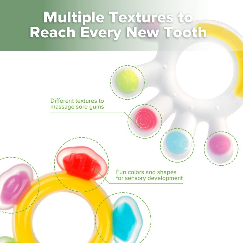 Haakaa Silicone Teether Combo - Baby Freezer Teething Toy - Soft Cold Teether - Soothe Teething Pain & Itching Gums - Perfect Size - Palm & Ferris Wheel Shape for 3M+ Babies BPA Free - 2 pk - Image 3