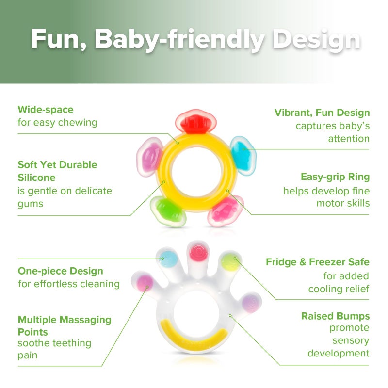 Haakaa Silicone Teether Combo - Baby Freezer Teething Toy - Soft Cold Teether - Soothe Teething Pain & Itching Gums - Perfect Size - Palm & Ferris Wheel Shape for 3M+ Babies BPA Free - 2 pk - Image 4