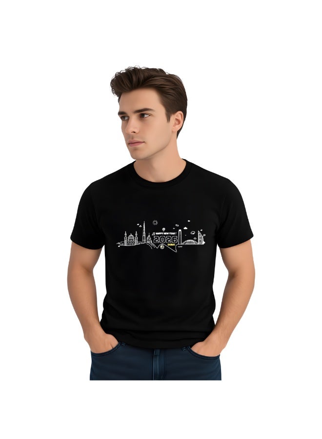 برينت شوب فور مي تي شيرت رجالي New Year Dubai - تي شيرت رجالي برقبة دائرية مع تصميم رأس السنة ودبي - هدية للعائلة والأصدقاء - Image 3