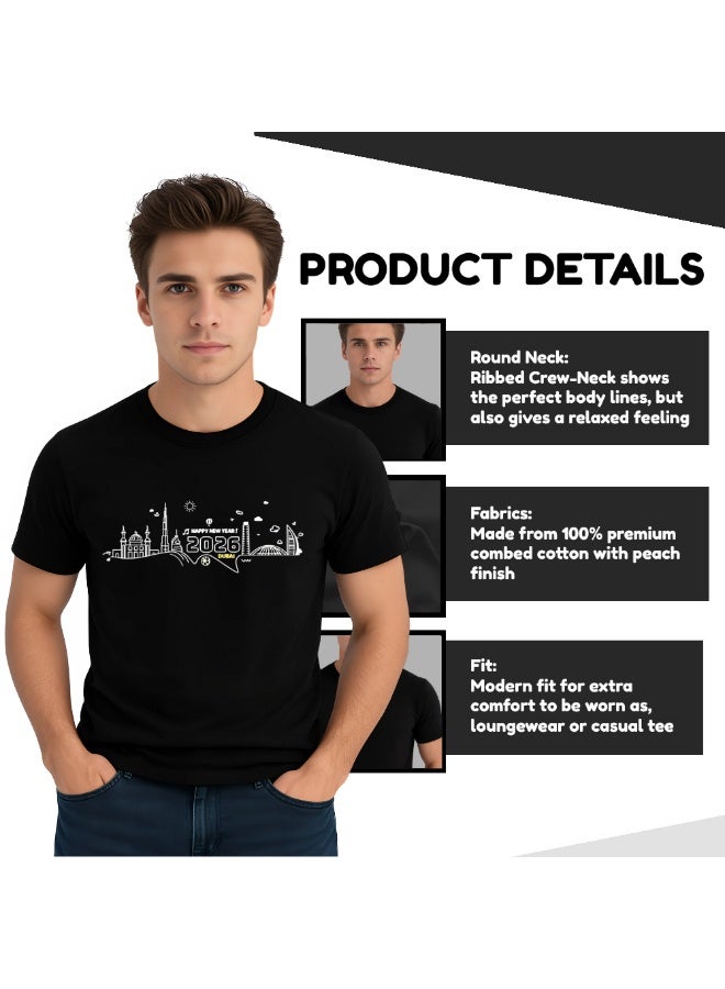 برينت شوب فور مي تي شيرت رجالي New Year Dubai - تي شيرت رجالي برقبة دائرية مع تصميم رأس السنة ودبي - هدية للعائلة والأصدقاء - Image 4