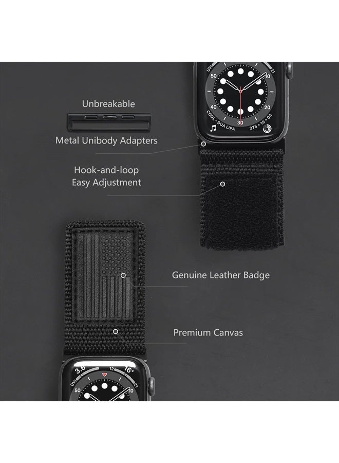 Tefeca Fortitude Series Adjustable Band for Apple Watch/Apple Watch Ultra(Ultra Wide Black USA Flag Canvas, 49mm/45mm/44mm/42mm) - Image 2