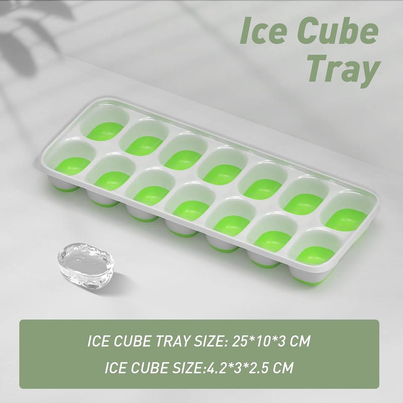 ChefAide Ice Cube Tray with Lid and Bin 4 Pack Durable Stackable Ice Cube Trays for Freezer with Ice Container EasyRelease Plastic Silicone Ice Tray with Drinking Straws Ice Scoop and Tong - Image 2