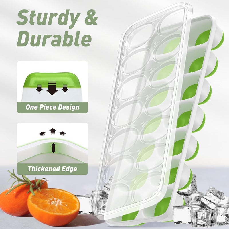 ChefAide Ice Cube Tray with Lid and Bin 4 Pack Durable Stackable Ice Cube Trays for Freezer with Ice Container EasyRelease Plastic Silicone Ice Tray with Drinking Straws Ice Scoop and Tong - Image 3