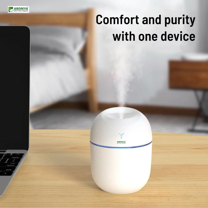 Aromya - oils from nature Aromya oils from nature Portable EggShaped Ultrasonic Humidifier Compact Cool Mist Diffuser for Home Office and Travel Silent Operation AROMYA Essential Oil Compatible White - Image 2