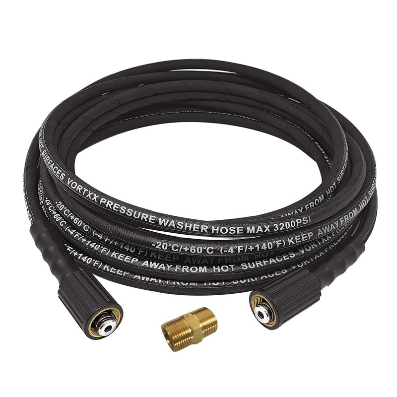 Vortxx Heavy Duty 1/4" x 25FT Pressure Washer Extension Hose for Sun Joe SPX-3000, SPX-25HD, M22-15mm, 3200 PSI Steel Wire Braided & Synthetic Rubber Jacket, Kink Resistant - Image 1
