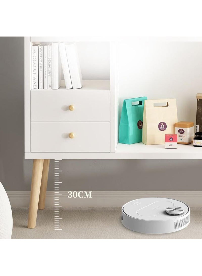 إيه جي دي طاولة ؤكن القهوة مساحة تخزين، خزانة جانبية للمدخل وبوفيه بتصميم عصري، سطح كبير مع درجين، لغرفة المعيشة والمدخل والمكتب، بمقاس 100 × 35 × 80 سم، أبيض - Image 4