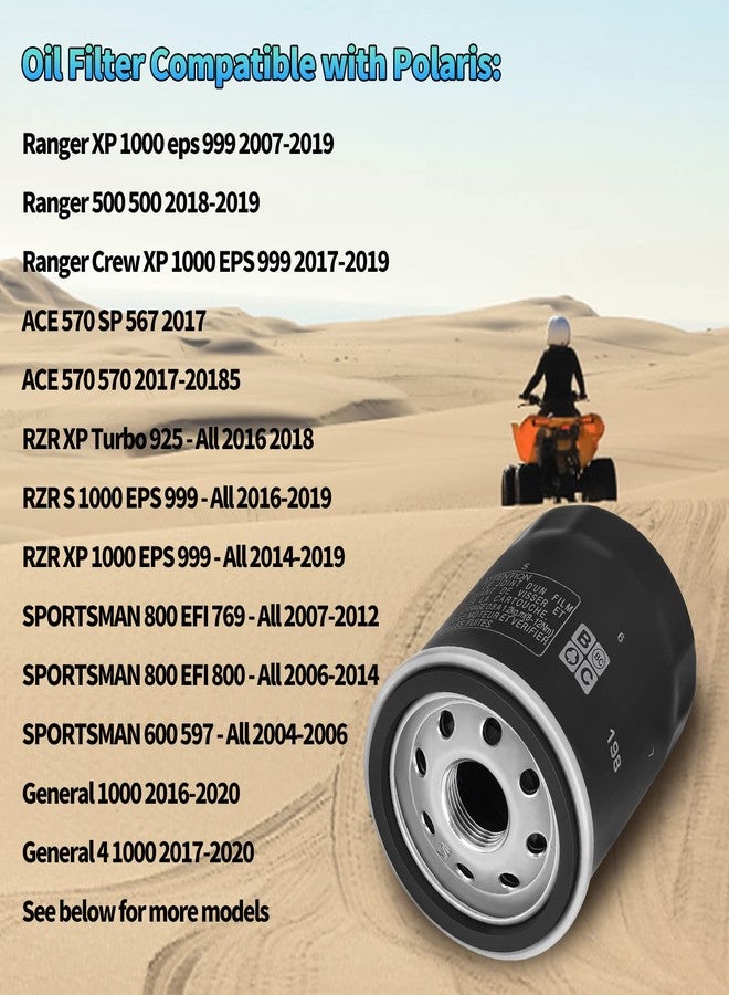 AWSZH 2PCS 2540086 2540122 Oil Filter Fit for HF198 Polaris RZR Ranger 570 800 900 XP General 1000 Sportsman 600 700 ACE 900 ATV/Snowmobile 2004-2018 Polaris Ranger 570 700 800 900 1000 Crew ACE 150 - Image 3