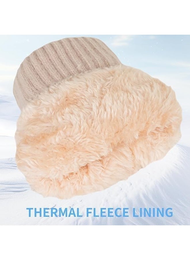ChicAbode Winter Thermal Gloves, Women Knitted Finger Gloves, Warm Touchscreen Mittens Gloves for Women Ladies Running Skiing Cycling Outdoor Sports, Beige - Image 3