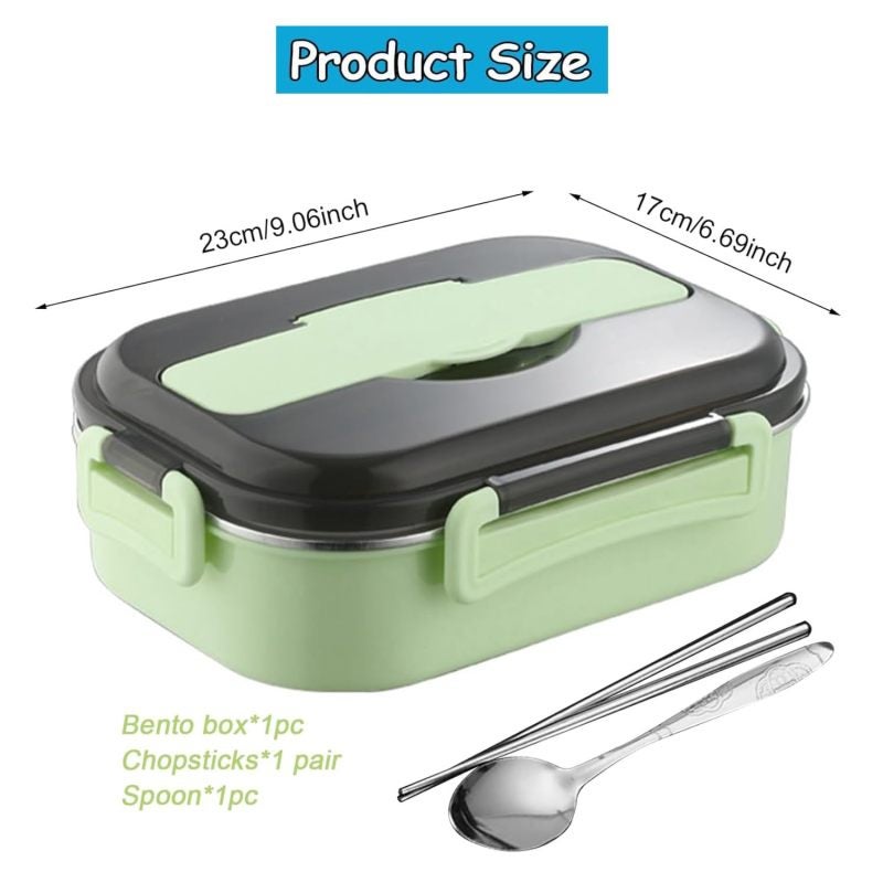 Double-layer stainless steel insulated lunch box with tableware storage, portable and leak-proof, suitable for students, office workers and travelers, blue - Image 3