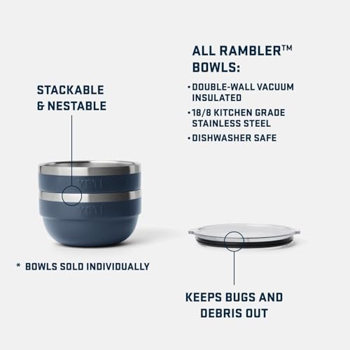 YETI Rambler Bowls Vacuum Insulated Stackable and Nestable Stainless Steel Bowl with Lid 1 Quart Ridgeline - Image 3