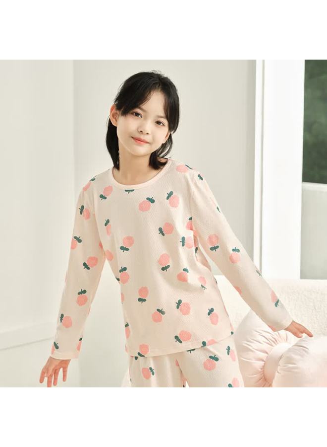 Hodo Children's Pajamas, Boys And Girls Home Wear, Pure Cotton Long-sleeve And Long Pants Set, Spring And Summer Pullover Air Conditioning Suit J3332 165 - Image 2