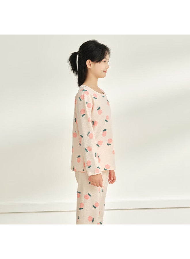 Hodo Children's Pajamas, Boys And Girls Home Wear, Pure Cotton Long-sleeve And Long Pants Set, Spring And Summer Pullover Air Conditioning Suit J3332 165 - Image 1