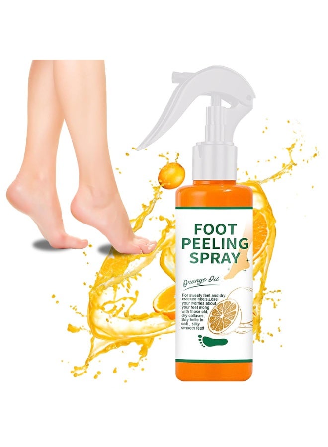 Foot Peel Spray for Dry & Cracked Feet Orange Oil Exfoliating Treatment, Dead Skin and Callus Remover for Rough Heels and Smooth Feet - Image 1