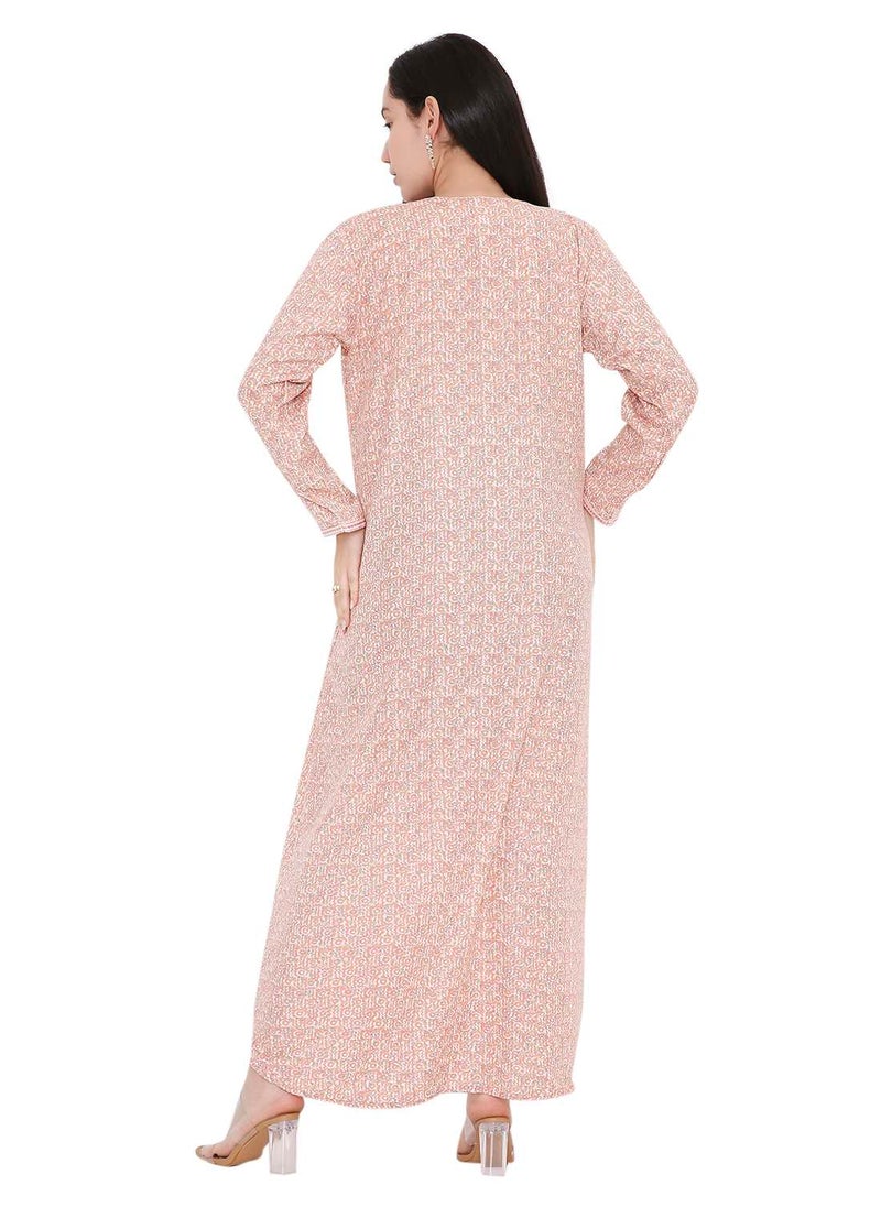 HANA & SARA ELEGANT FARASHA WITH UNIQUE THREAD EMBROIDERY AND STYLISH PRINTED MODEST ARABIC KAFTAN JALABIYA DRESS  - Image 2