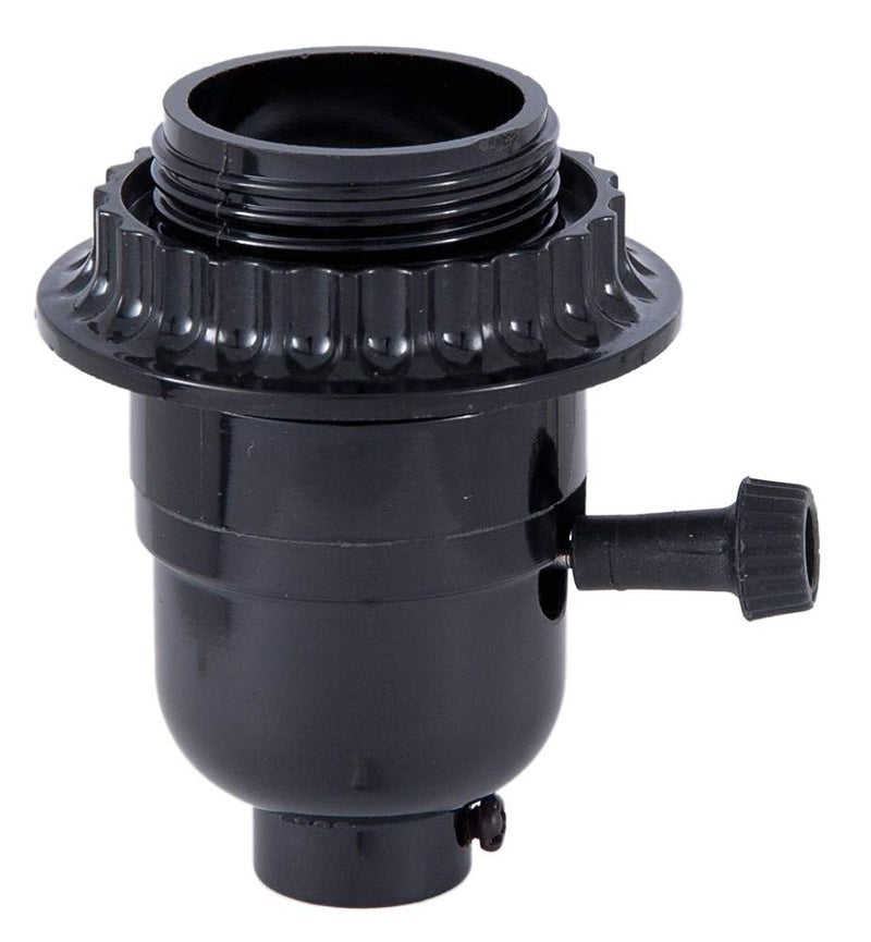 B&P LampÂ® Turn-Knob 3-Way Phenolic Socket, Med. Base, has Threaded Shell with Ring
