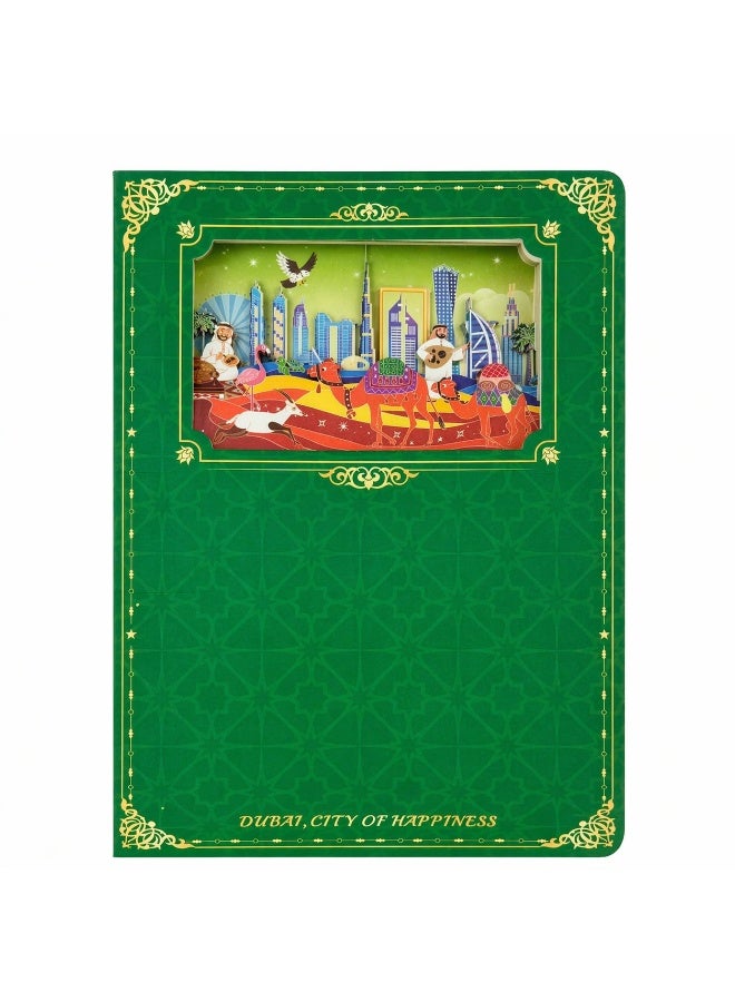Fantasy of Dubai Skyline 3D Papercut Notebook – UAE Souvenir Gift - Image 1