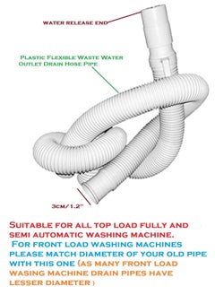 Shoppingekart drainpipe washing machine Flexible drain drainage Waste Water Outlet long plastic Hose Pipe Extension Pipe Fully Semi Automatic Extension Pipe TypeFlexible Outlet Hose Plastic 2 Meter  - Image 2
