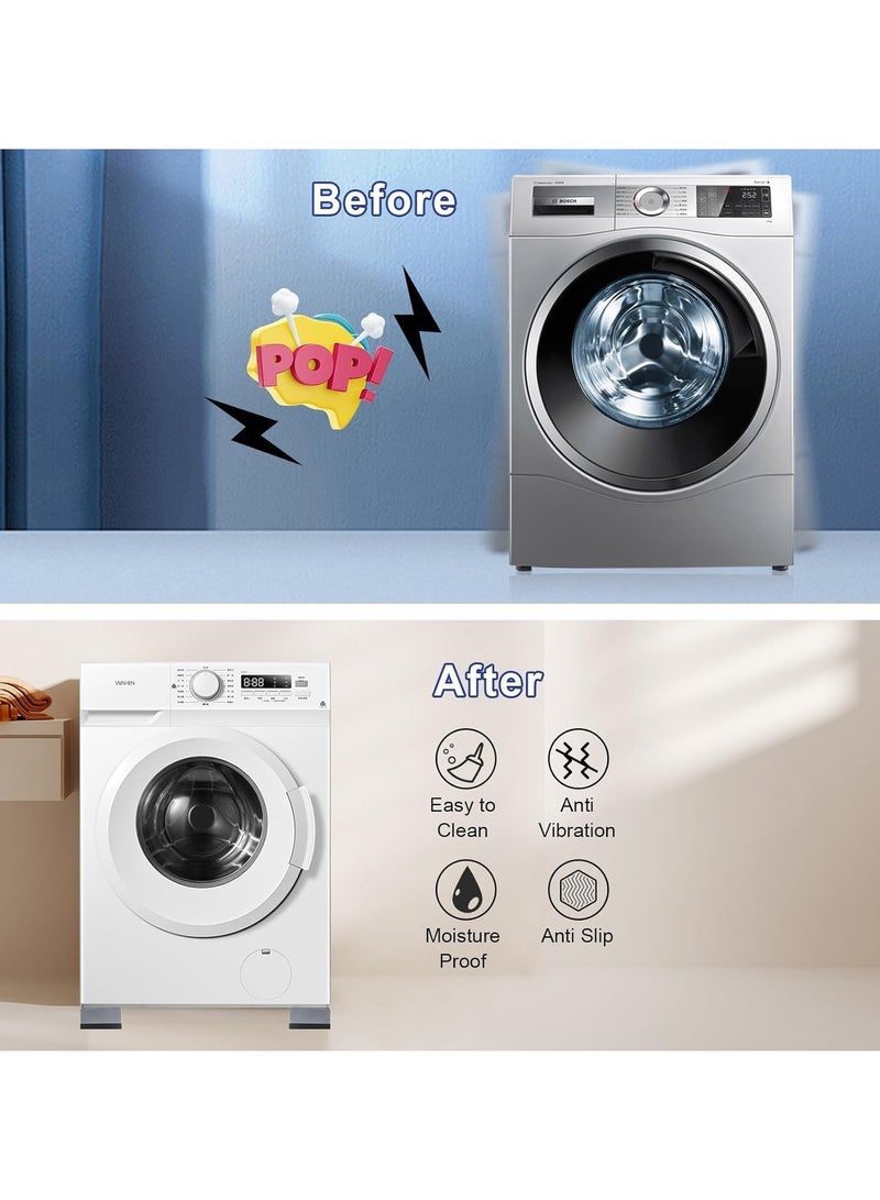 فلوشرينيك وسادات مضادة للاهتزاز للغسالة، وسادة أقدام داعمة للغسالة والمجفف تمنع الصدمات والضوضاء، مثبت للغسالة مضاد للانزلاق يمنع الحركة ويحمي الأرضية (4 قطع، مربعة) - Image 3