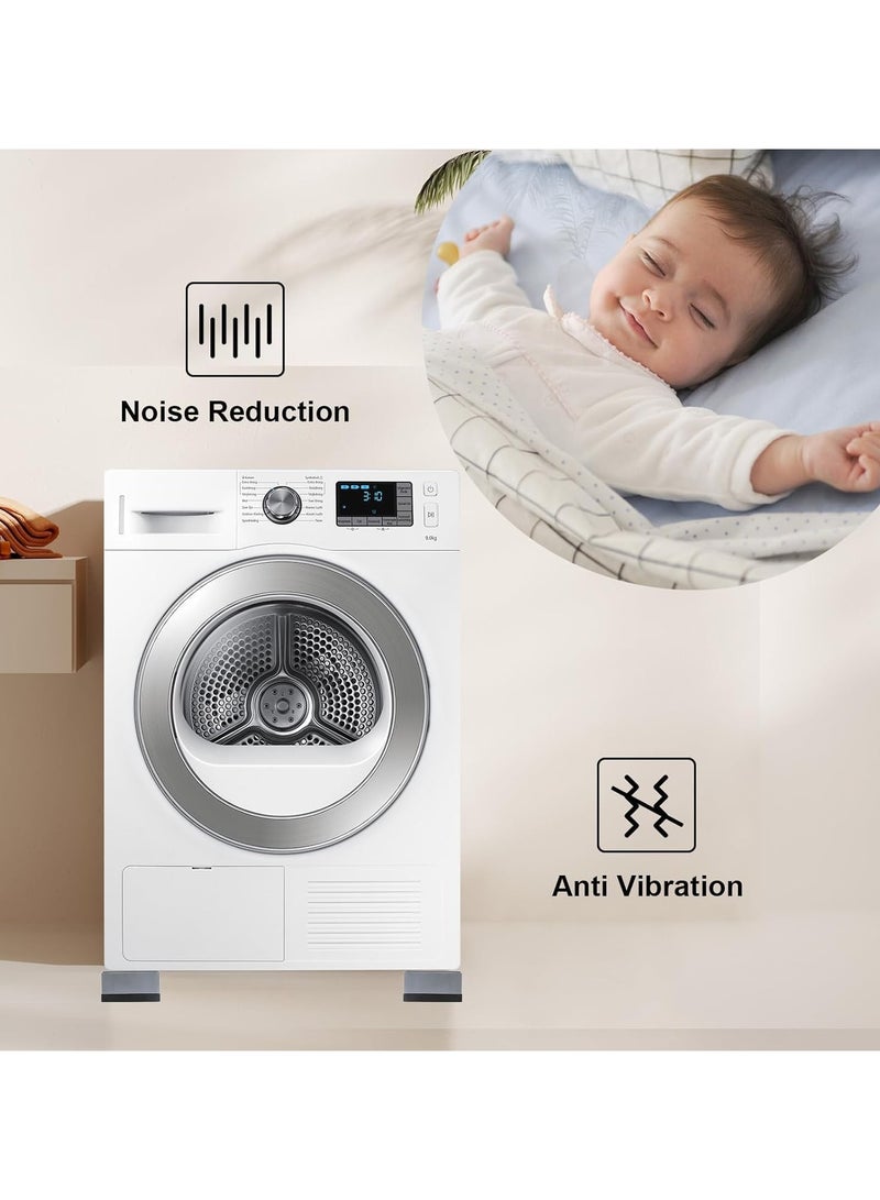 فلوشرينيك وسادات مضادة للاهتزاز للغسالة، وسادة أقدام داعمة للغسالة والمجفف تمنع الصدمات والضوضاء، مثبت للغسالة مضاد للانزلاق يمنع الحركة ويحمي الأرضية (4 قطع، مربعة) - Image 5