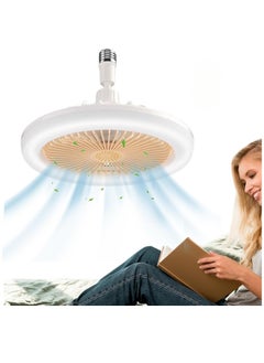 Generic Ceiling Fan with Light and Remote Small 10-inch  Bladeless Ceiling Fans Dimmable LED Lights 3 Gear Wind Speeds Family Summer Gift for Garage Tool Room and Store Room  - Image 1