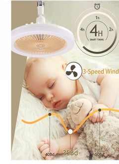 Generic Ceiling Fan with Light and Remote Small 10-inch  Bladeless Ceiling Fans Dimmable LED Lights 3 Gear Wind Speeds Family Summer Gift for Garage Tool Room and Store Room  - Image 3