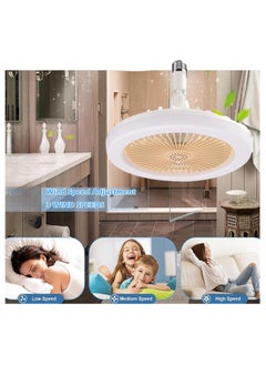 Generic Ceiling Fan with Light and Remote Small 10-inch  Bladeless Ceiling Fans Dimmable LED Lights 3 Gear Wind Speeds Family Summer Gift for Garage Tool Room and Store Room  - Image 2