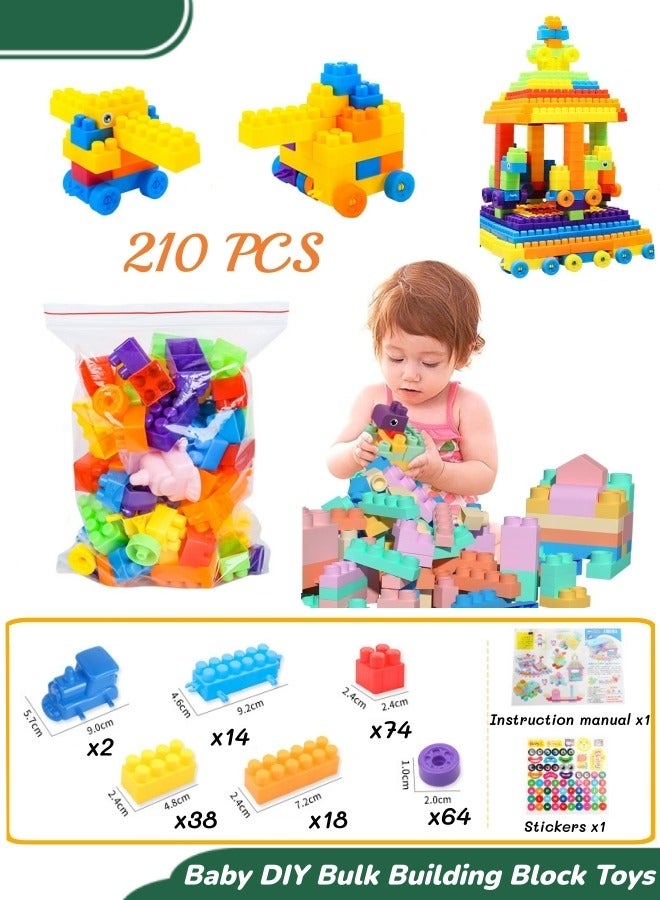 Building Blocks For Toddlers,Baby Building Blocks Diy Bulk Safety Bricks Toy,Building Blocks Stacking Blocks,Early Educational Toys,Kindergarten Developmental Toys,Toddler Gifts(210pcs) - Image 1