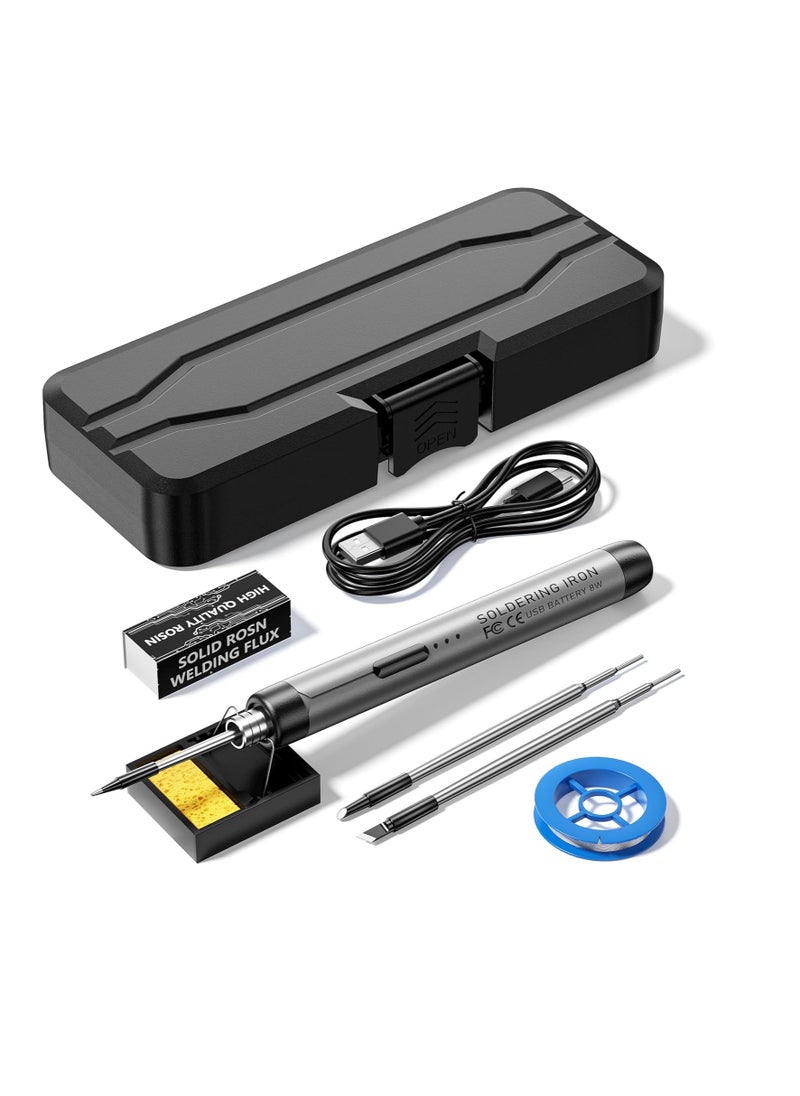 SYOSI مكواة لحام لاسلكية قابلة لإعادة الشحن عبر USB محمولة 3 سرعات قابلة للتعديل في درجة الحرارة قاعدة لحام الراتينج حقيبة تخزين نواة التسخين لمكواة اللحام  - Image 1