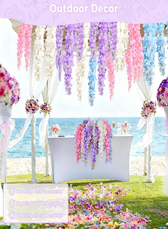 Domigard Purple Wisteria Artificial Flowers, 8Pcs 23'' DIY Fake Wisteria Floral Hanging Plant Garland with 4 Color, for Home Party Decor, Balcony, Wedding Arrangement, Spring Farmhouse Decorations - Image 2