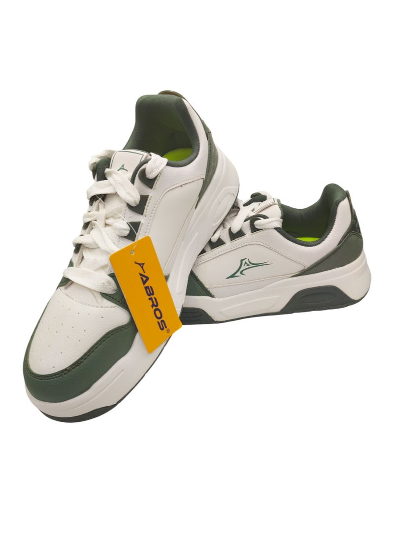 Abros Rival J Men’s Lightweight Sports Shoes – White/Olive - Image 1