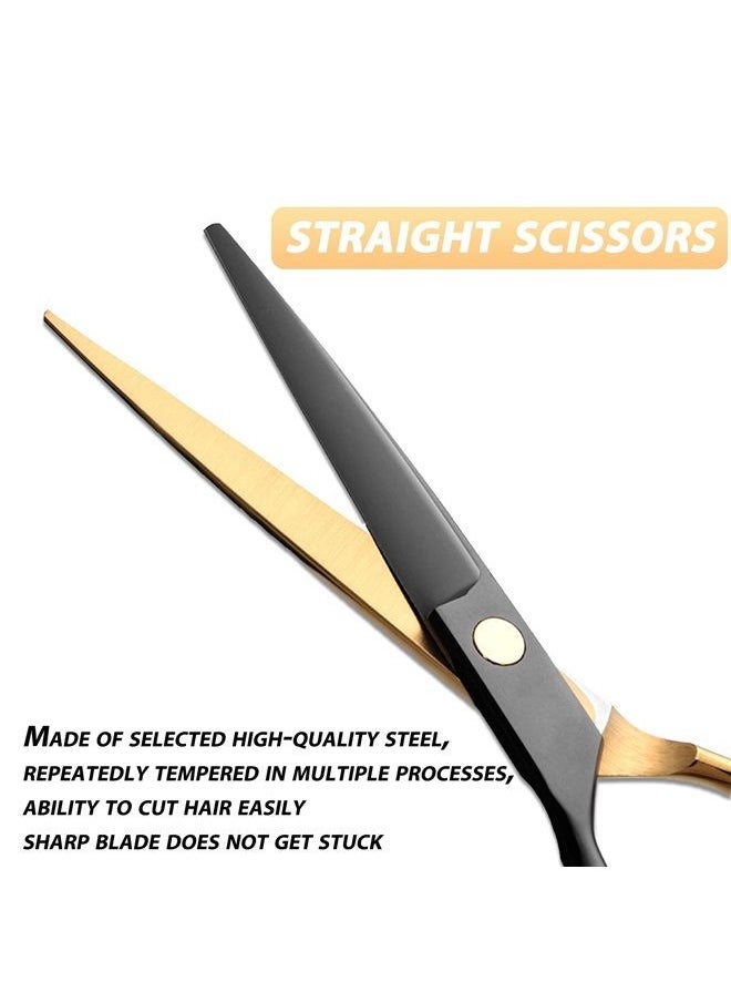 Zhjdongtuo - Black Gold Hair Cutting Scissors Professional Stainless Steel Barber Hair Thinning Shears Salon Multifunctional Straight Hair Cutting Shears Teeth Scissors Hair Cutting Scissors Kit for Home Use - Image 1