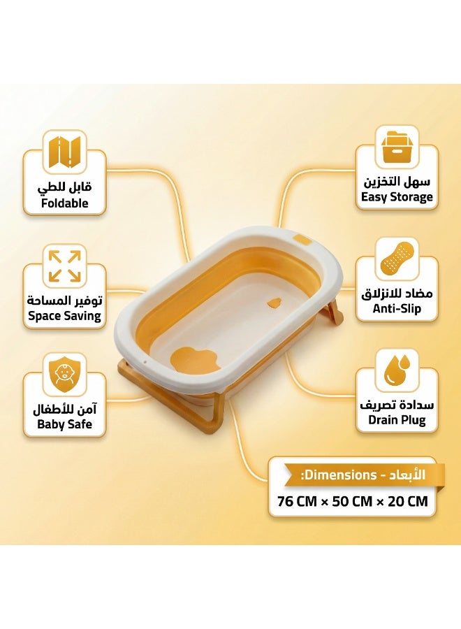 Premium Foldable Baby Bath Tub with Heat Sensitive Drain Plug and Anti-Slip Support – Portable Space Saving Collapsible Toddler Bathtub - Image 2