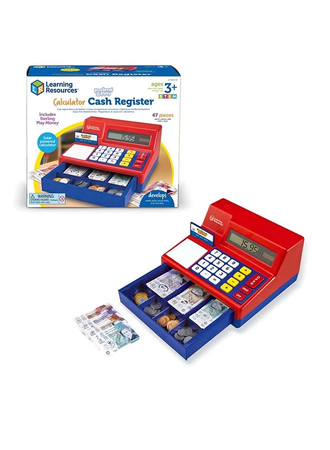 Learning Resources آلة حاسبة نقدية للعب والتظاهر (عملة المملكة المتحدة، تعمل بالطاقة الشمسية، للأعمار 3+) - Image 1