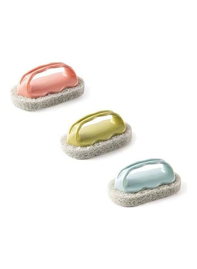 NIBEMINENT 3-Piece Tip Top with Handle Bathroom Tile Brush Dish Washing Medium Foam Sponge Scourer Multicolour 13.5 x 7.5cm - Image 1