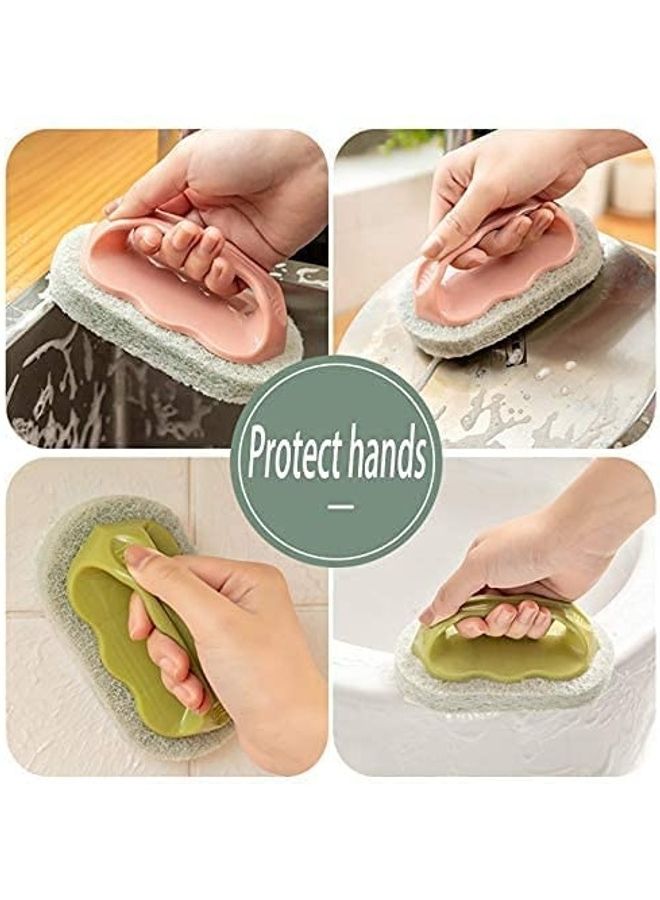 NIBEMINENT 3-Piece Tip Top with Handle Bathroom Tile Brush Dish Washing Medium Foam Sponge Scourer Multicolour 13.5 x 7.5cm - Image 5
