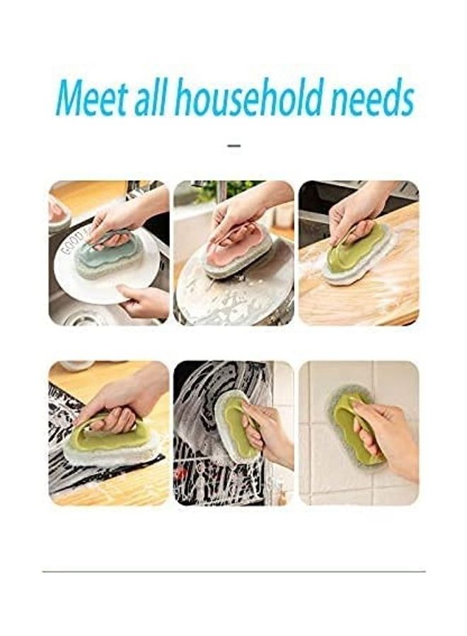 NIBEMINENT 3-Piece Tip Top with Handle Bathroom Tile Brush Dish Washing Medium Foam Sponge Scourer Multicolour 13.5 x 7.5cm - Image 3