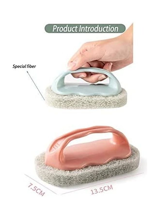 NIBEMINENT 3-Piece Tip Top with Handle Bathroom Tile Brush Dish Washing Medium Foam Sponge Scourer Multicolour 13.5 x 7.5cm - Image 2