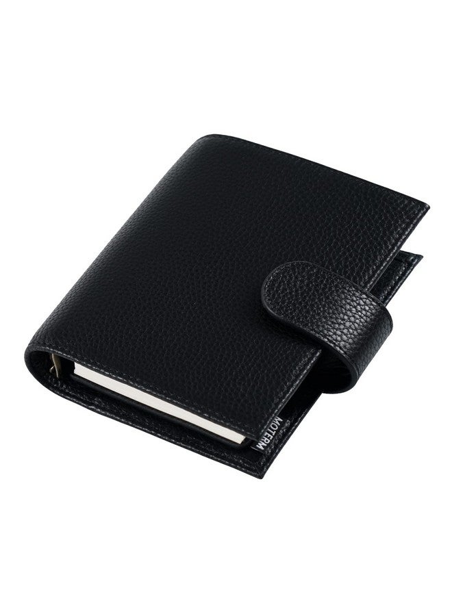 Moterm Pocket Regular Rings Planner - Genuine Leather Binder Organizer (Pebbled-Black, 19Mm Ring)  - Image 1
