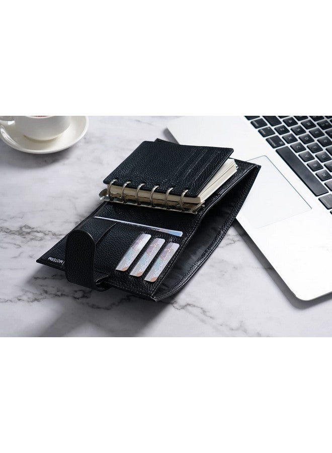 Moterm Pocket Regular Rings Planner - Genuine Leather Binder Organizer (Pebbled-Black, 19Mm Ring)  - Image 5