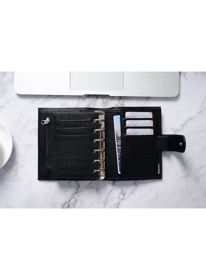 Moterm Pocket Regular Rings Planner - Genuine Leather Binder Organizer (Pebbled-Black, 19Mm Ring)  - Image 4