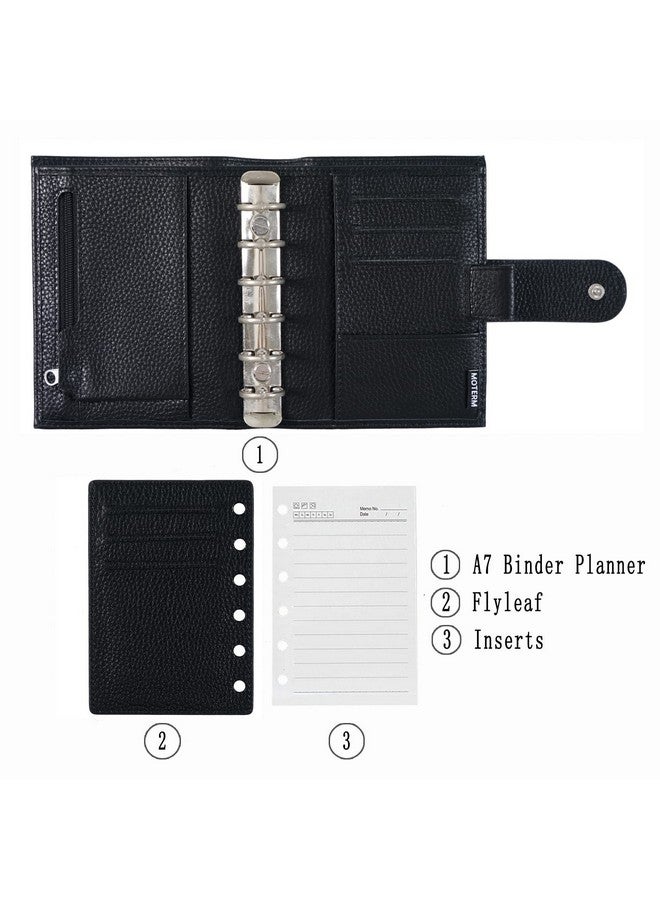 Moterm Pocket Regular Rings Planner - Genuine Leather Binder Organizer (Pebbled-Black, 19Mm Ring)  - Image 2