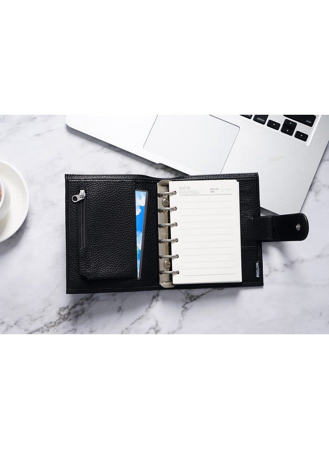 Moterm Pocket Regular Rings Planner - Genuine Leather Binder Organizer (Pebbled-Black, 19Mm Ring)  - Image 3