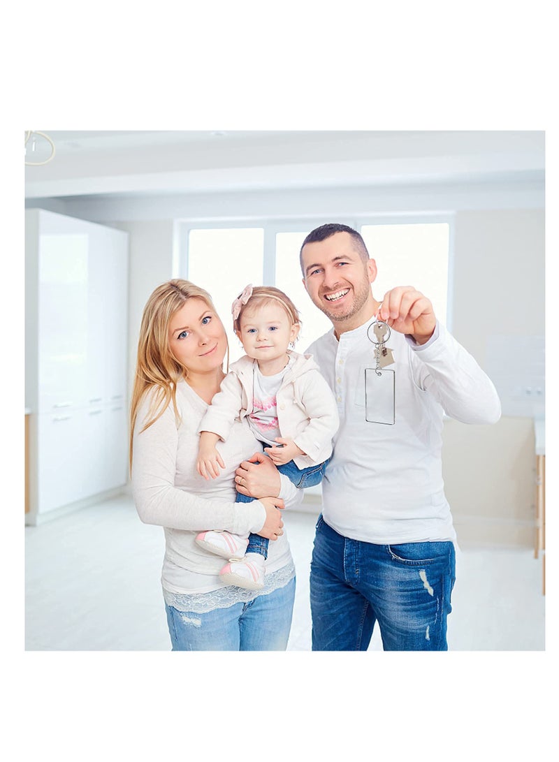 90 Pieces Clear Acrylic Keychain Blanks 2 Inch Round Acrylic Plastic Transparent Keychain Charms Rectangle Circle Blank Disc for Vinyl with 30 Pcs Key Chain Rings for DIY Projects and Crafts